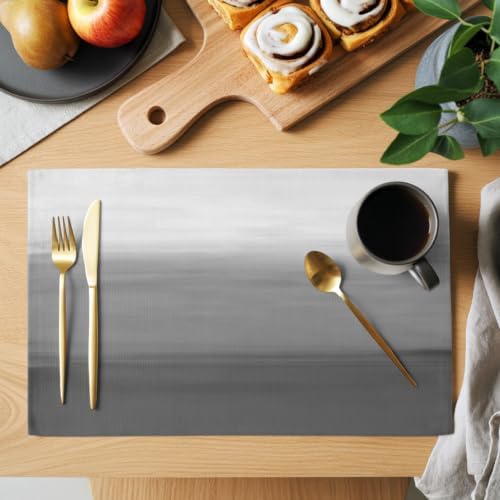 Cotton Linen Placemats for Dining Table Set of 8 Abstract Gray