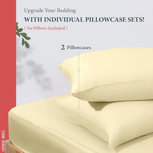 100% Egyptian Cotton Pillow Cases Queen Size Set of 2 - Luxury 1500
