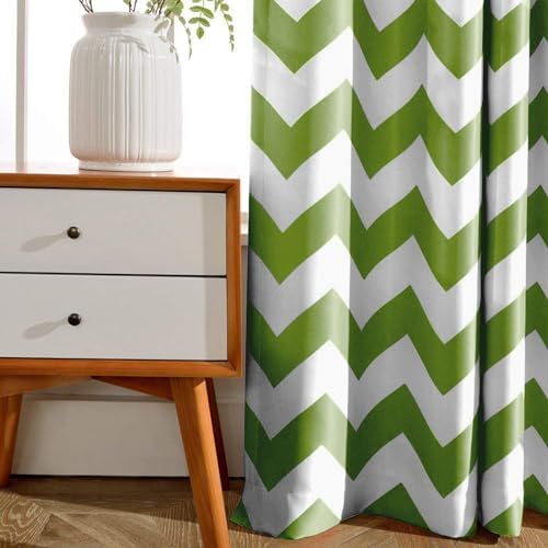 Melodieux Chevron Room Darkening Blackout Grommet Top Curtains, 52 by