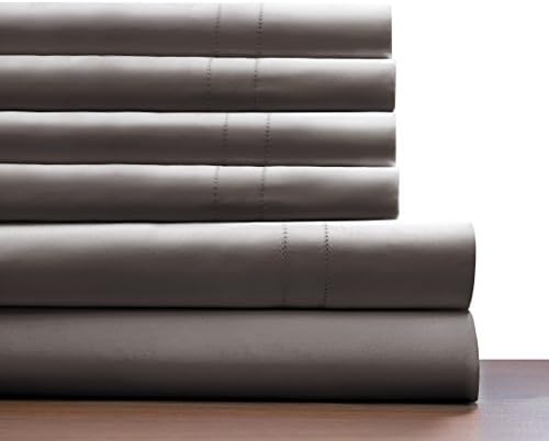 Pointehaven 620TC 6 Pc Long Staple Cotton Sheet Set, Charcoal, King