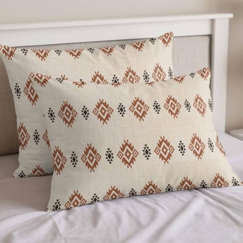 Beige Boho Duvet Cover Queen Size, Western Ethnic Tribe Linen Texture