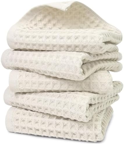 Jacquotha Waffle Hand Towels 5-Piece (Mist White) – Cotton