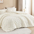 Litanika Fluffy King Comforter White Cream, 3Pcs Warm Sherpa Fleece
