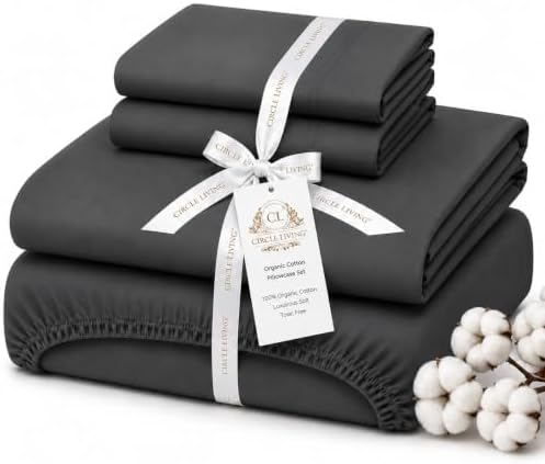 King Size Sheets Set, Luxury 100% Cotton Bed Sheets with 16" Deep