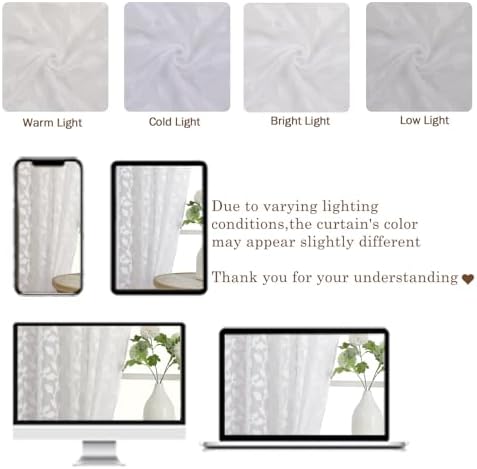 Chyhomenyc Extra Long White Sheer Curtains 108 Inch Length 2 Panels