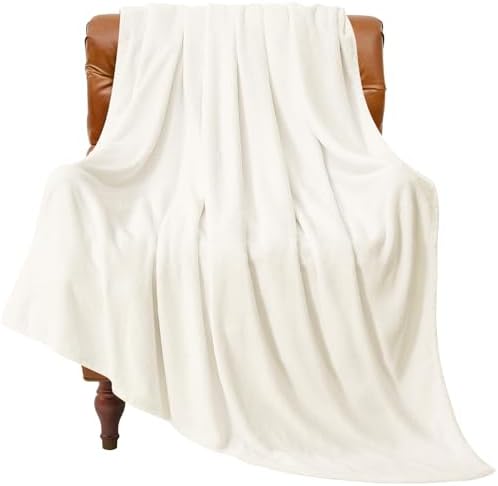 BEDELITE Fleece Blanket Soft Plush Throw for Couch Cream 50"x70"