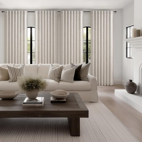 Semi Sheer Curtains 108 Inches Long for Living Room, Luxury Linen