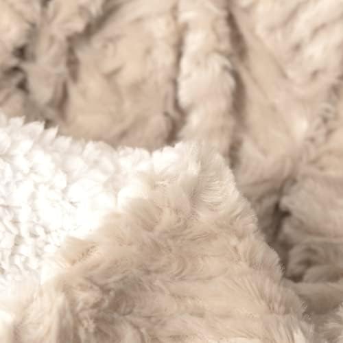 DaDa Bedding Faux Fur Throw Blanket, Beige Champagne, 50 x 60 in
