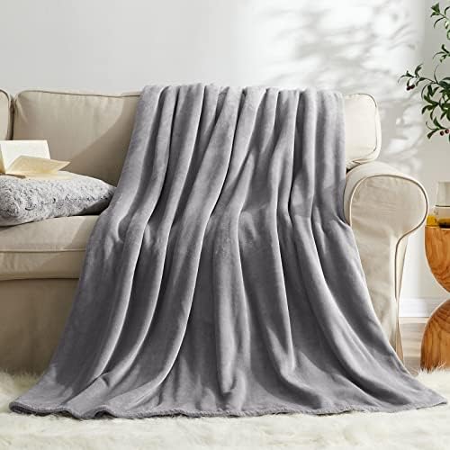 KMUSET Fleece Blanket Grey Queen Size Lightweight Cozy Plush