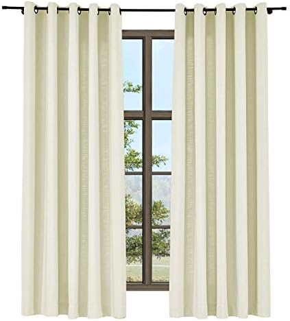 TWOPAGES Ivory Grommet Linen Curtains for Bedroom,52Wx 108L,Set of 2