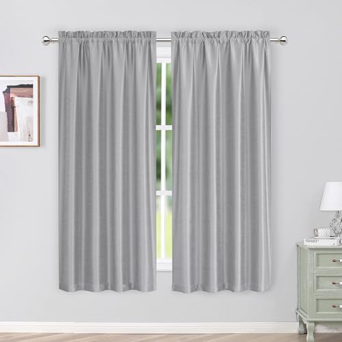 Chyhomenyc Uptown Faux Silk Light Grey Curtains 63 Inch Length 2