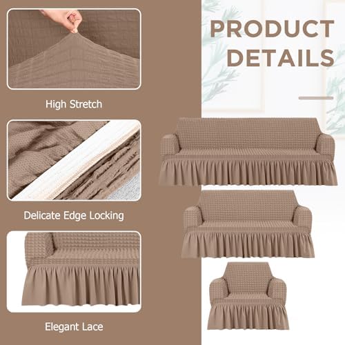 Fanfanwin 3 Pcs Sofa Slipcover Set for Couch Cushion Durable Washable