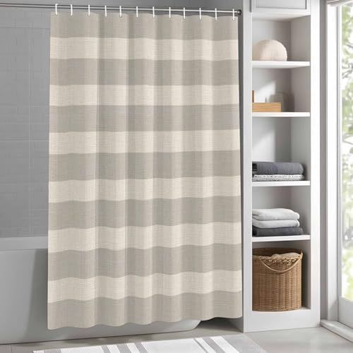 Shower Curtain for Bathroom Minimalist Taupe Stripes Bathtub Curtains