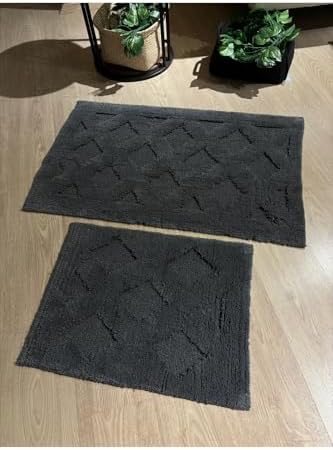 Bath Mat Set 2 Piece Cotton 60x100cm Non-Slip Absorbent Bathroom Rugs