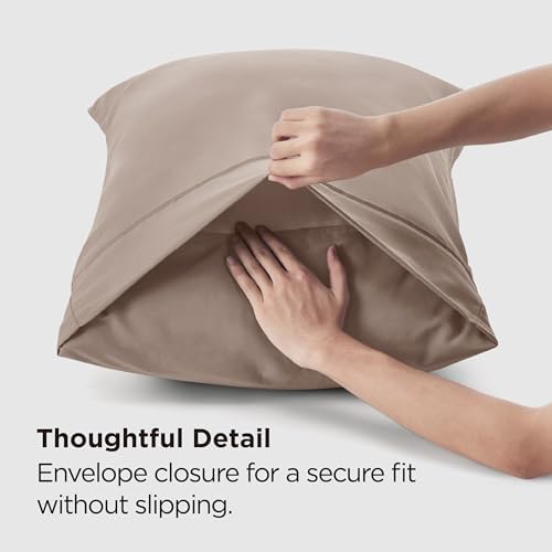 Bedsure King Size Pillow Cases Set of 2 - Khaki Brushed Microfiber
