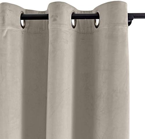ChadMade Blackout Lined Premium Velvet Curtain Gray Beige 50Wx120L