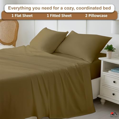 ARlinen 4 PC RV Bunk Sheet Set 48 x 75, Fits RV Mattress 10-Inch Deep