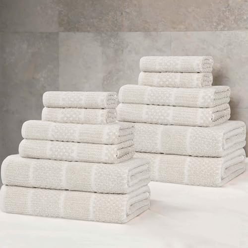 BLUENILEMILLS Naples Viscose Cotton Blend Medium Weight Towel Set, for