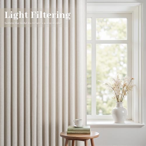Oatmeal Linen Pinch Pleated Curtains 84 Inch 1 Panel Living Room