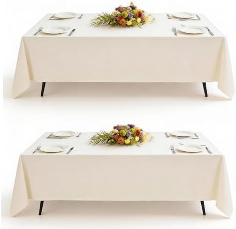 Goodluck 2 Pack Ivory Rectangular Tablecloth 60 x 102 Inch, Washable