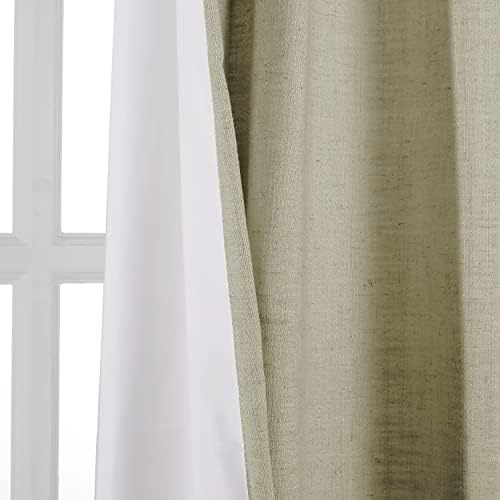 ChadMade 108 Inches Long Linen Curtains, 2 Panels 52Wx108L Grey Beige