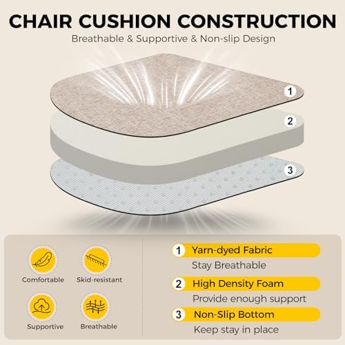downluxe Indoor Chair Cushions for Dining Chairs,Kitchen Chair Pads