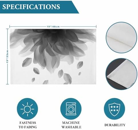 Placemats Set of 8, Modern Grey Cotton Linen Place Mats, Gradient