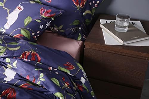 Eikei Exotic Modern Floral Print Bedding Birds Flowers Dusty Grey