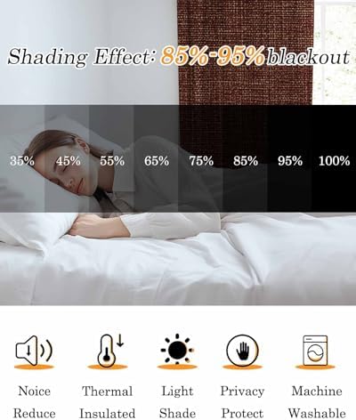 Blackout Curtains Room Darkening Drapes, Brown Rustic Vintage Burlap
