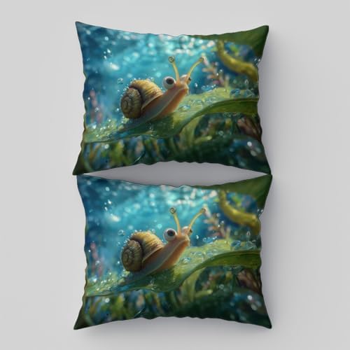 Duvet Cover Set King, 3pc Reversible Nature Animals Snails Printed