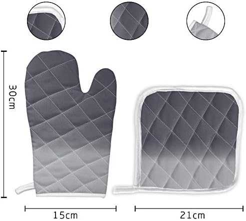 Kitchen Oven Gloves Grey Ombre Oven Mitts Pot Holder Set Gradient