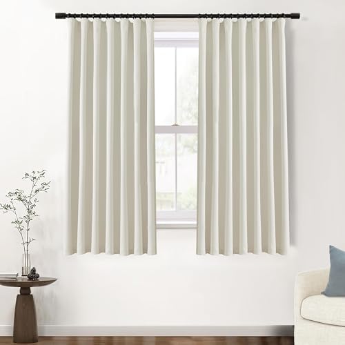 SHINELAND Rod Pocket Room Darkening Curtains for Bedroom, Soft Smooth