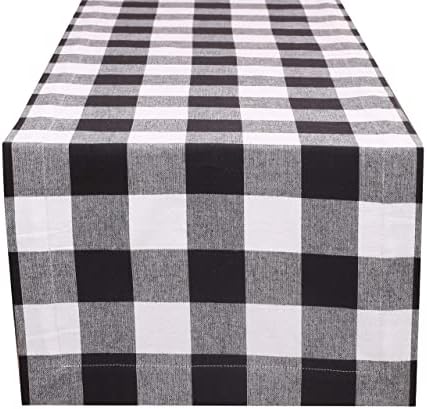GFI LINEN CLUBS 100% Cotton Buffalo Check Table Runner - 90 Inch