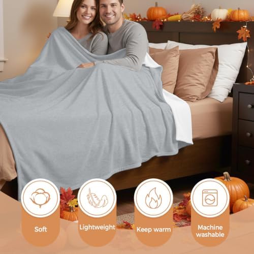 Silver Gray Ultra Soft Flannel Fleece Bed Blanket Boho Light Gray