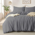 MILDLY Duvet Cover Full Ultra Soft Comforter Cover Set 3pcs, Dark Grey