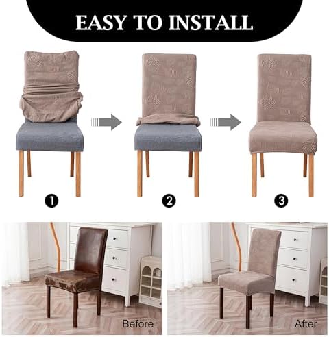 Genina Waterproof Dining Chair Covers Set of 4,Stretch Dining Room