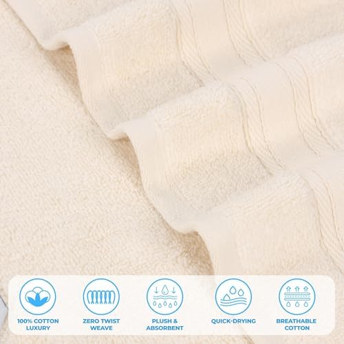 SUPERIOR Belmont Zero Twist Cotton Medium Weight Towels, for Guest