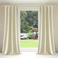 2 Panels Beige Flame Retardant - Rod Pocket Curtains, 52 X 108 in