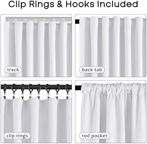 Greyish White Blackout Curtains 72 Inch Long for Living Room,Linen