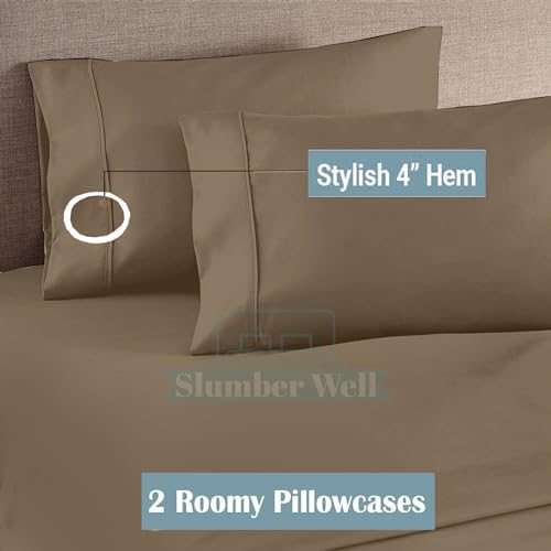 SlumberWell 4 Piece Sheet Set Full XXL Size, 100% Egyptian Cotton