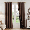 FMFUNCTEX 100% Blackout Coffee Brown Curtains 96 Inch for Bedroom, 2
