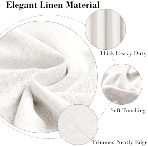 cololeaf 108 inches White Linen Curtains Extra Long High Ceiling