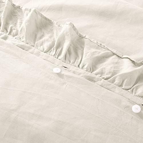 meadow park 100% Stone Washed Linen Duvet Cover Set 3 Pieces, King