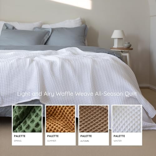 Waffle Blankets (White, King Size 95 x 110 Inch)
