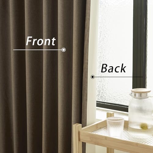 DUALIFE Brown Blackout Curtains 102 Inch Length 2 Panels Set for