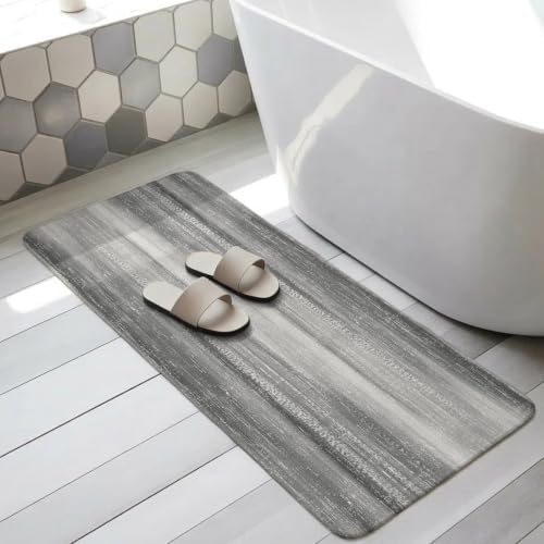 Long Bathroom Runner Rug, Grey Ombre Absorbent Non Slip Washable Rug