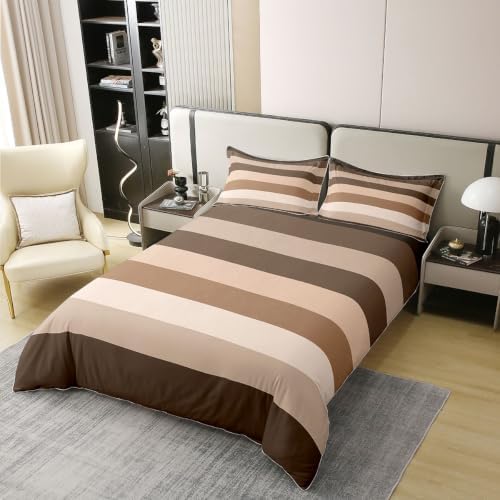 Feelyou Gradient Stripes Duvet Cover 100% Cotton Breathable Soft King