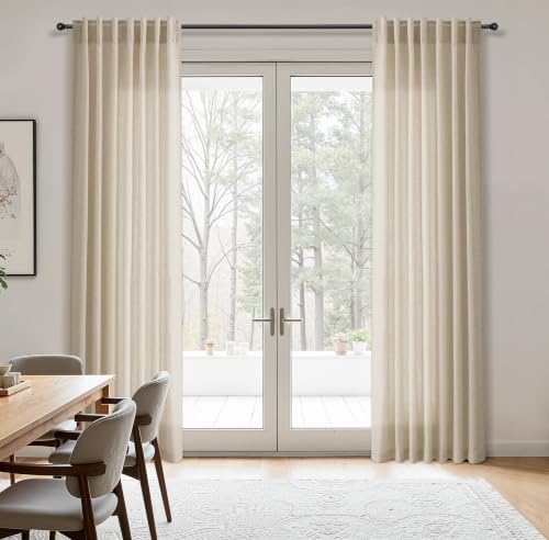 Aersas Linen Curtains 52x90 Inches Long for Living Room, Eggshell