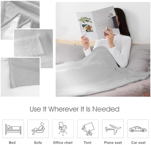 Flannel Fleece Blanket 60" x 80", Grey Ombre Microfiber Cozy Soft