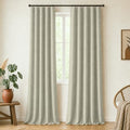 DECOLURE 100% Blackout Linen Curtains 108 Inches Long | Ivory